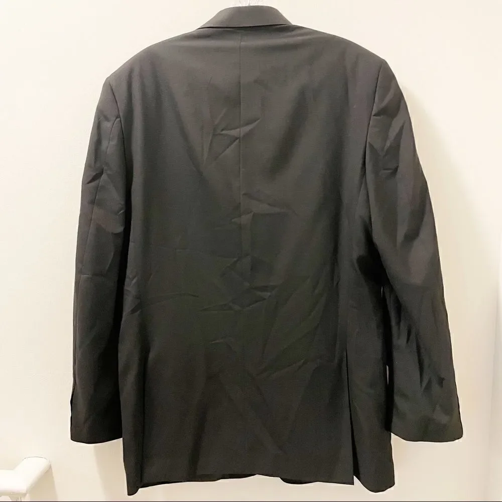 Perry Ellis Vintage 90's Three Button Black Textured Suit Jacket - Size 40